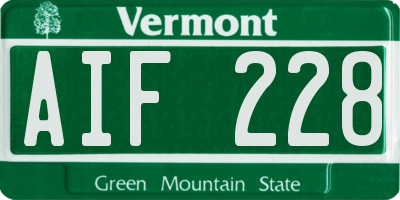 VT license plate AIF228