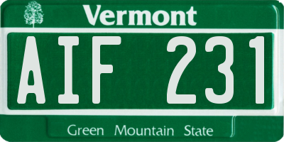 VT license plate AIF231