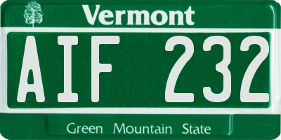 VT license plate AIF232