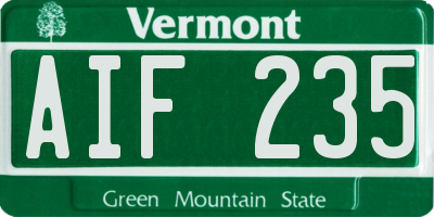 VT license plate AIF235