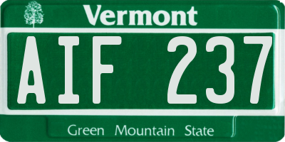 VT license plate AIF237