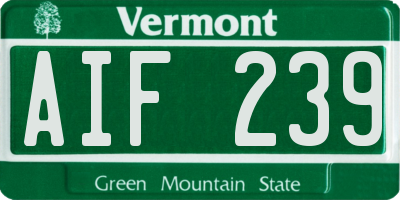 VT license plate AIF239