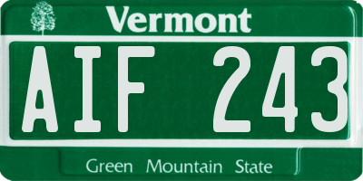 VT license plate AIF243