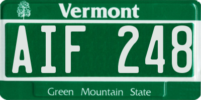 VT license plate AIF248