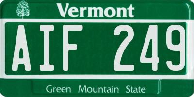 VT license plate AIF249