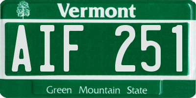 VT license plate AIF251