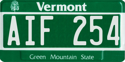 VT license plate AIF254