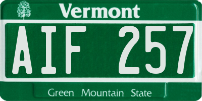 VT license plate AIF257