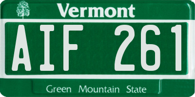 VT license plate AIF261