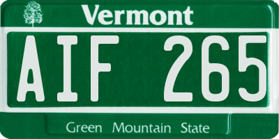 VT license plate AIF265