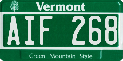 VT license plate AIF268