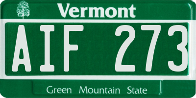 VT license plate AIF273