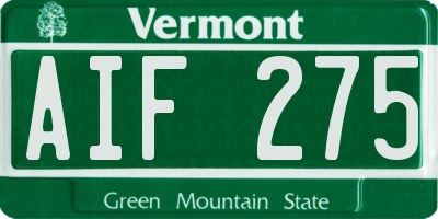 VT license plate AIF275