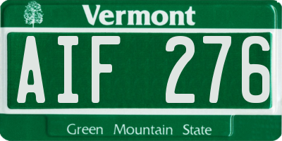 VT license plate AIF276