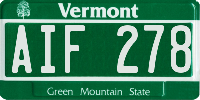 VT license plate AIF278