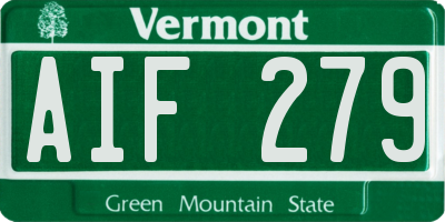 VT license plate AIF279