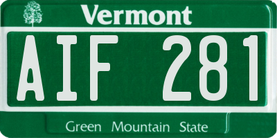 VT license plate AIF281