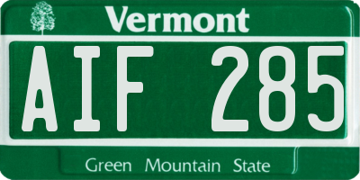 VT license plate AIF285