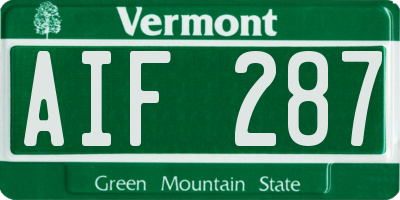 VT license plate AIF287