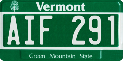 VT license plate AIF291