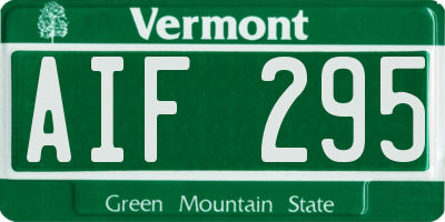 VT license plate AIF295