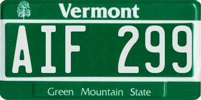 VT license plate AIF299