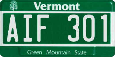 VT license plate AIF301