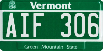 VT license plate AIF306