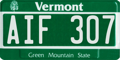 VT license plate AIF307