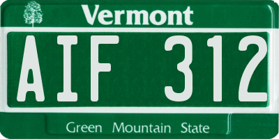 VT license plate AIF312