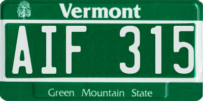 VT license plate AIF315