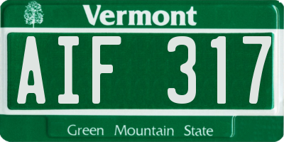 VT license plate AIF317