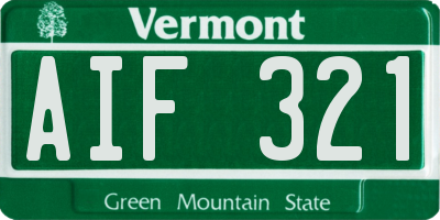 VT license plate AIF321