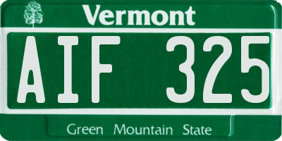 VT license plate AIF325