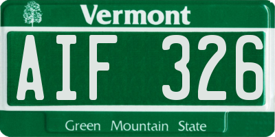 VT license plate AIF326