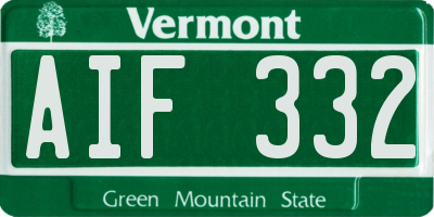 VT license plate AIF332