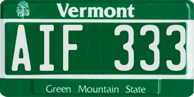 VT license plate AIF333