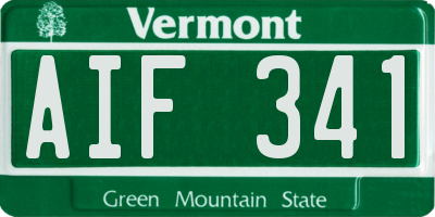 VT license plate AIF341
