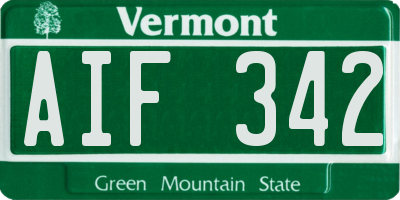 VT license plate AIF342
