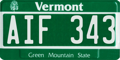 VT license plate AIF343