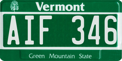 VT license plate AIF346