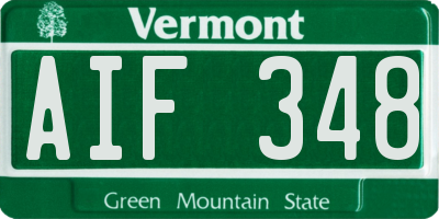VT license plate AIF348