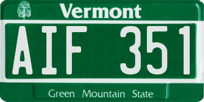 VT license plate AIF351