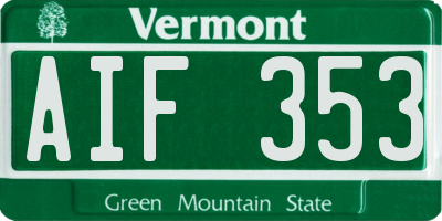VT license plate AIF353