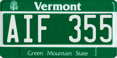 VT license plate AIF355