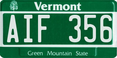 VT license plate AIF356