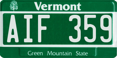 VT license plate AIF359