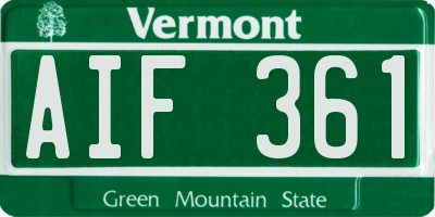 VT license plate AIF361
