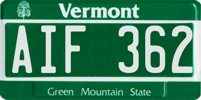 VT license plate AIF362