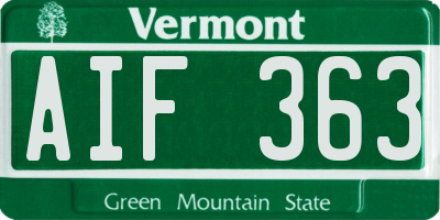 VT license plate AIF363